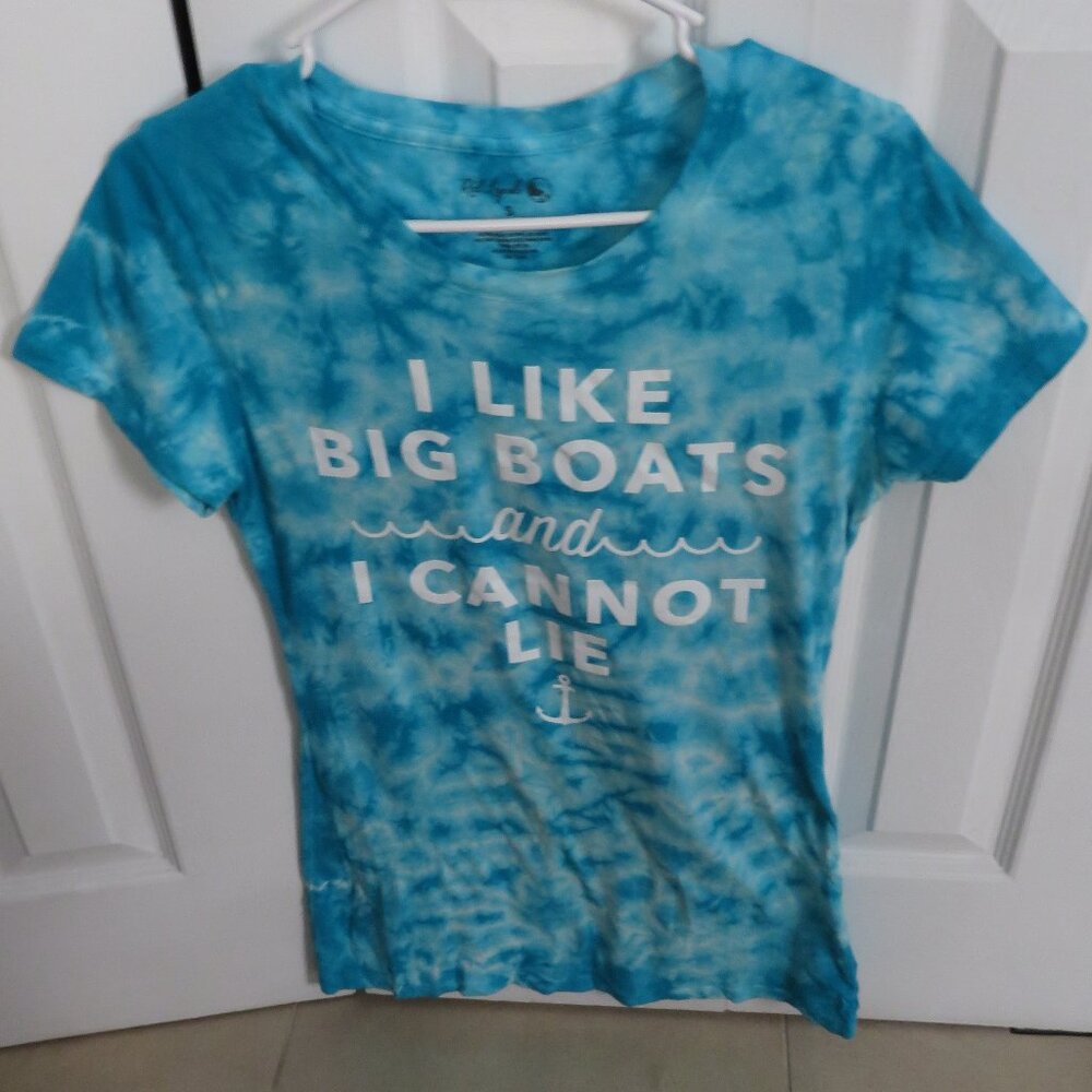 ❤️REEL LEGENDS I Like Big Boats and I Cannot Lie Tee Shirt Size Small Tie Dyed